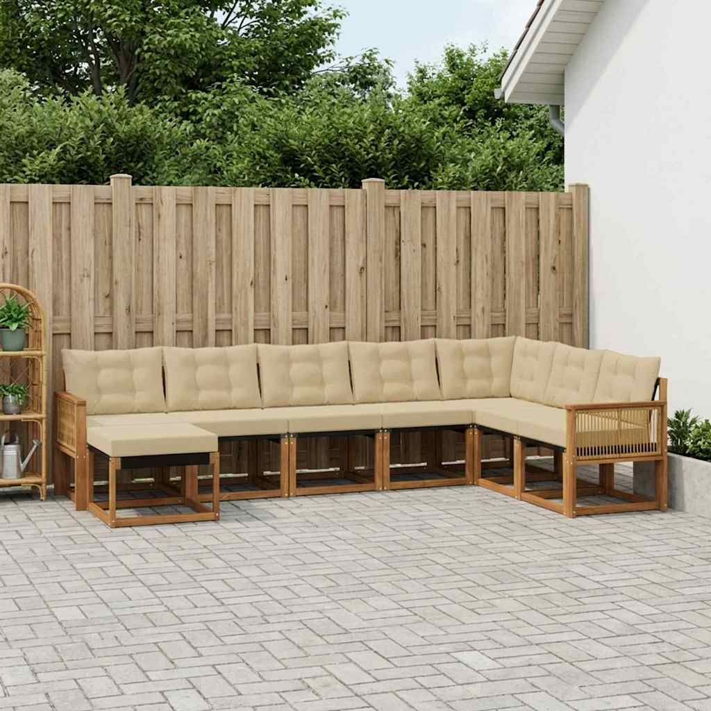 Outdoor-Sofagarnitur 8 stk. Natur und Beige