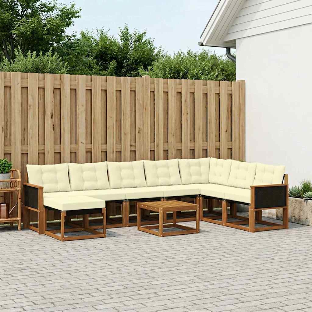 Outdoor-Sofagarnitur 9 stk. Natur und Creme