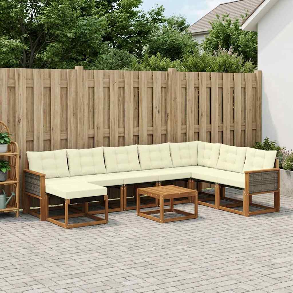 Outdoor-Sofagarnitur 9 stk. Natur und Creme