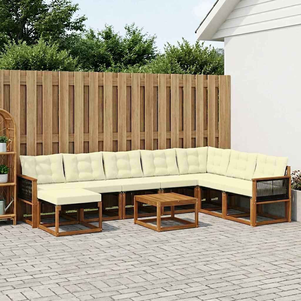 Outdoor-Sofagarnitur 9 stk. Natur und Creme