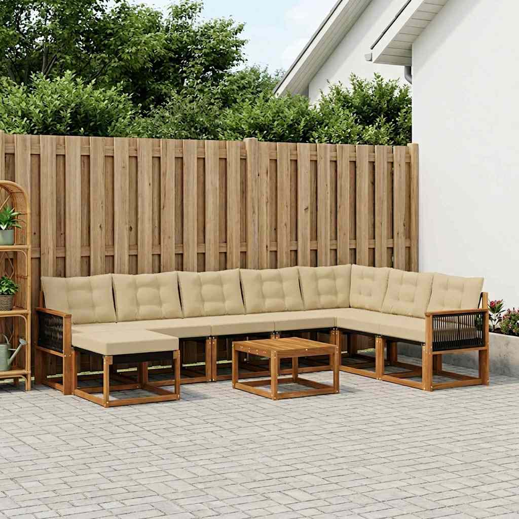 Outdoor-Sofagarnitur 9 stk. Natur und Beige