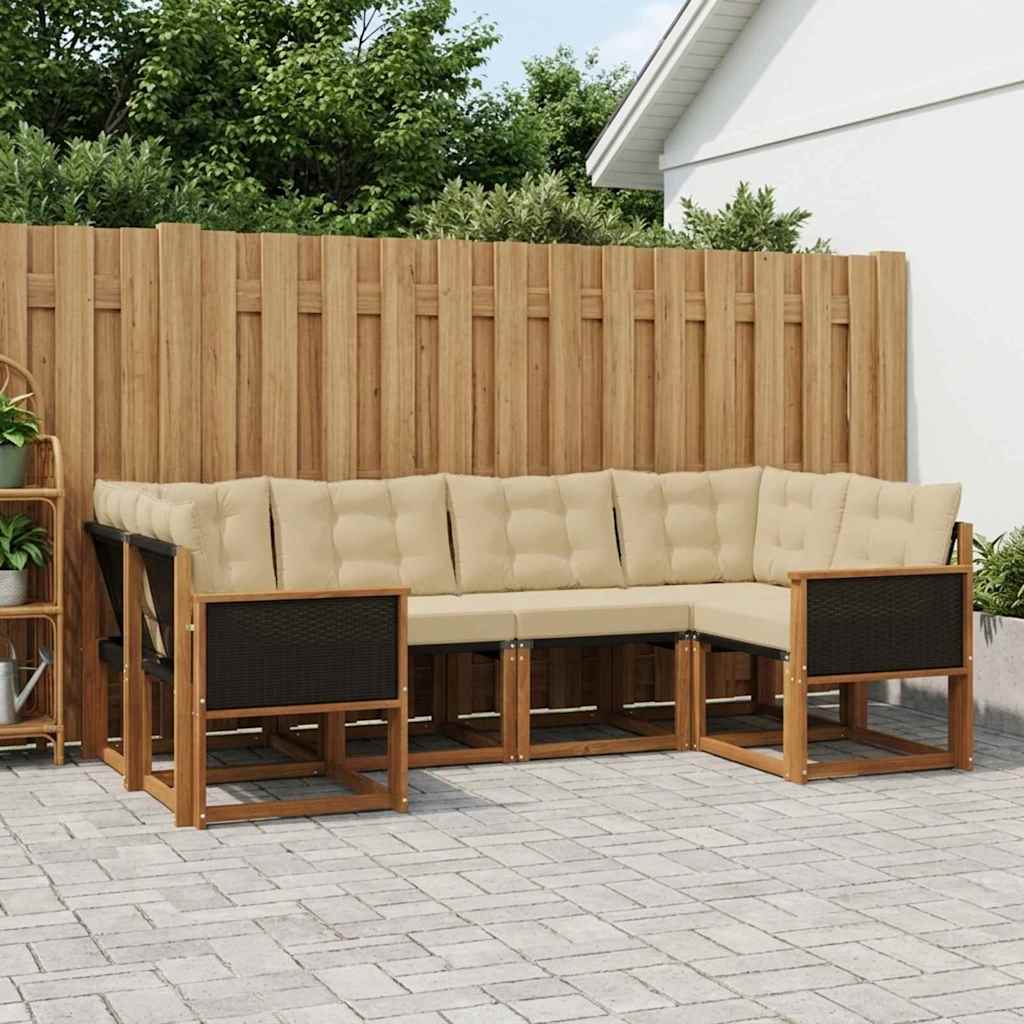 Outdoor-Sofagarnitur 6 stk. Natur und Beige