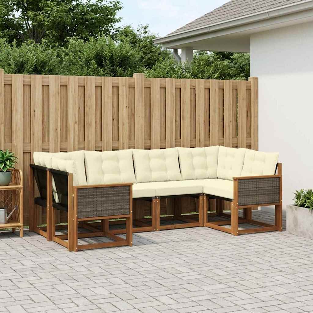 Outdoor-Sofagarnitur 6 stk. Natur und Creme