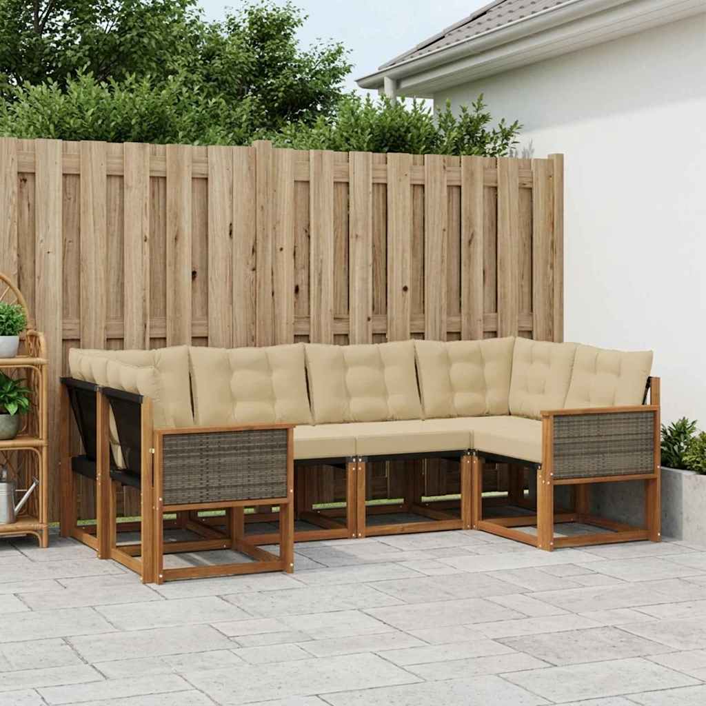 Outdoor-Sofagarnitur 6 stk. Natur und Beige