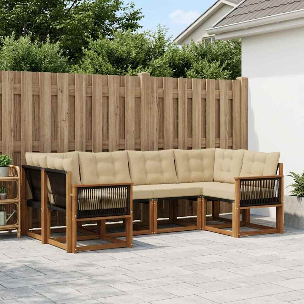 Outdoor-Sofagarnitur 6 stk. Natur und Beige