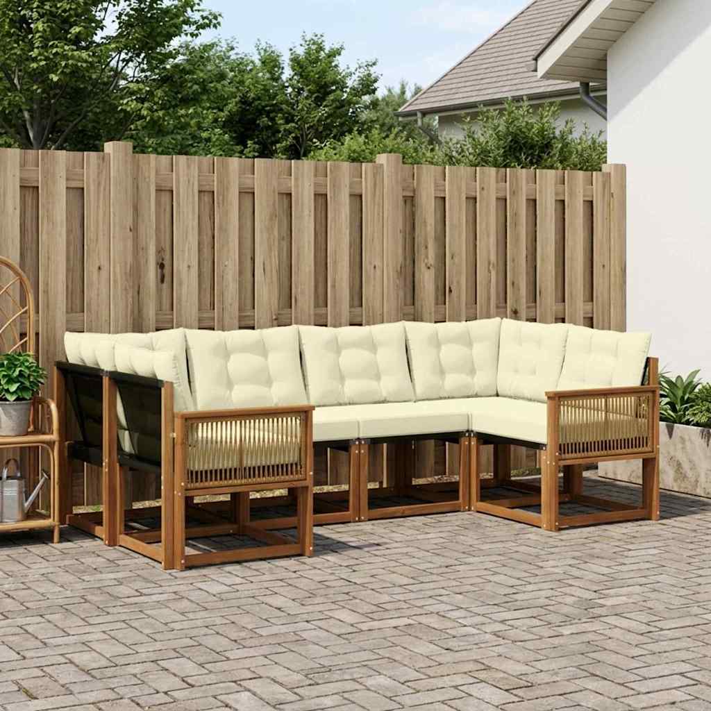 Outdoor-Sofagarnitur 6 stk. Natur und Creme