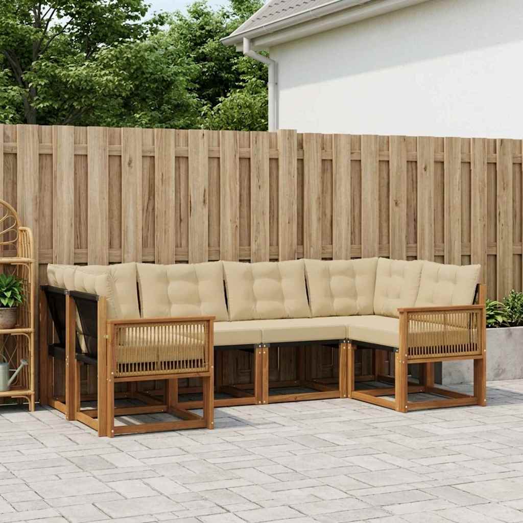 Outdoor-Sofagarnitur 6 stk. Natur und Beige