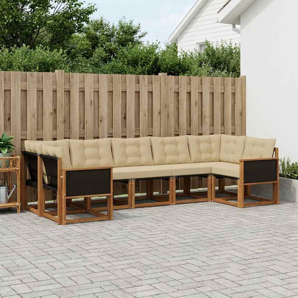 Outdoor-Sofagarnitur 7 stk. Natur und Beige