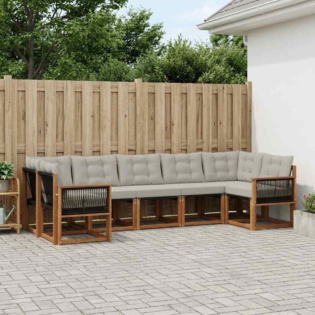 Outdoor-Sofagarnitur 7 stk. Natur und Hellgrau