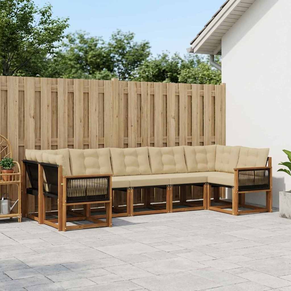Outdoor-Sofagarnitur 7 stk. Natur und Beige