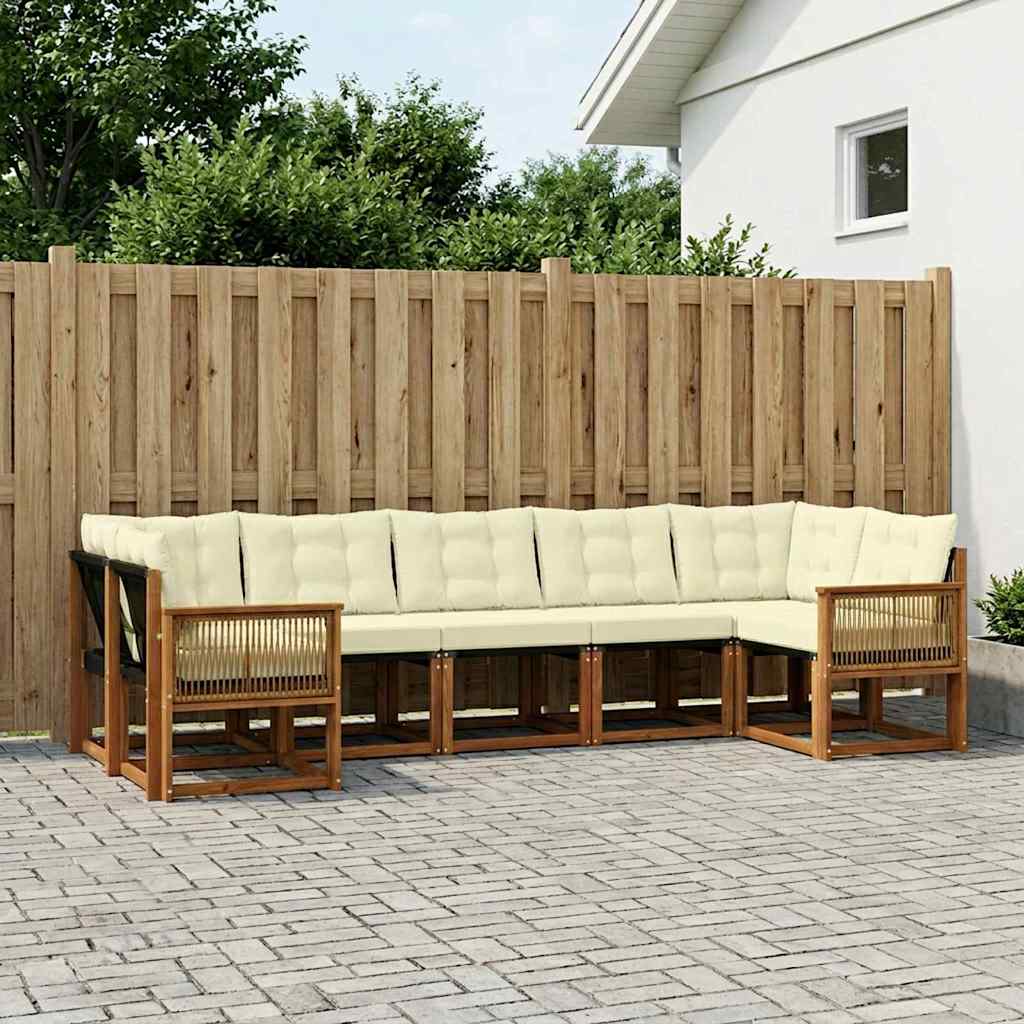 Outdoor-Sofagarnitur 7 stk. Natur und Creme