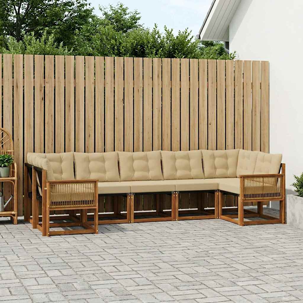 Outdoor-Sofagarnitur 7 stk. Natur und Beige