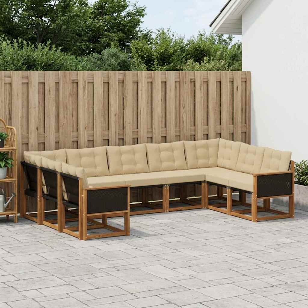 Outdoor-Sofagarnitur 9 stk. Natur und Beige