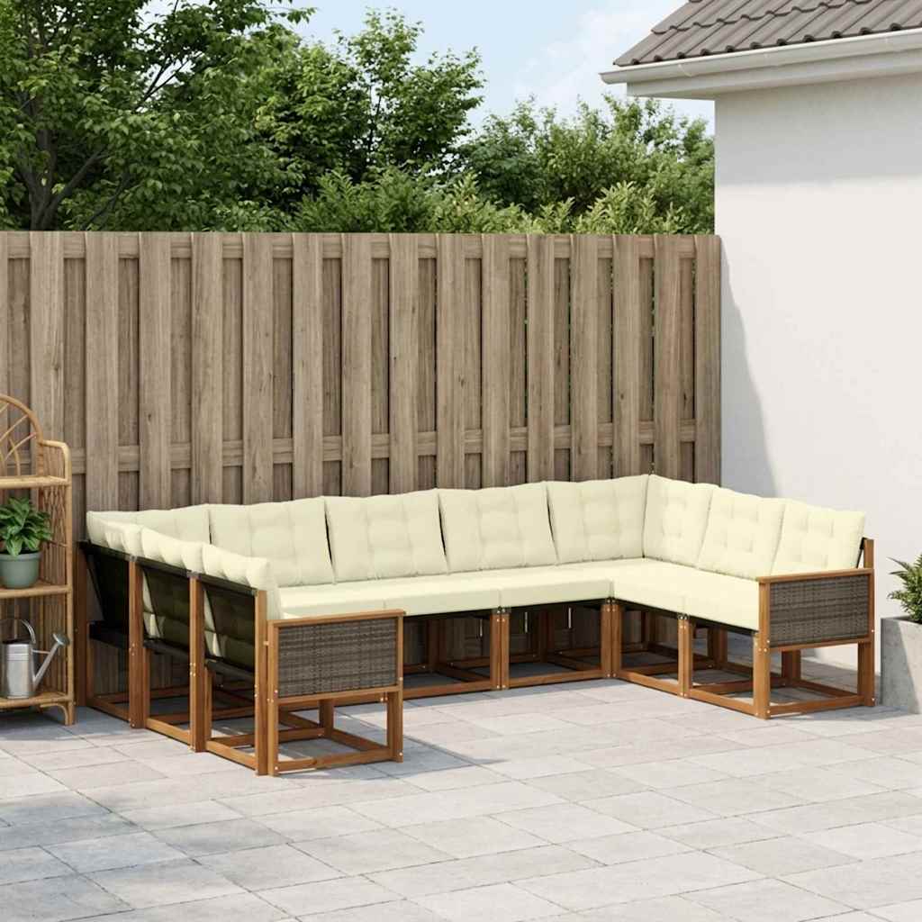 Outdoor-Sofagarnitur 9 stk. Natur und Creme