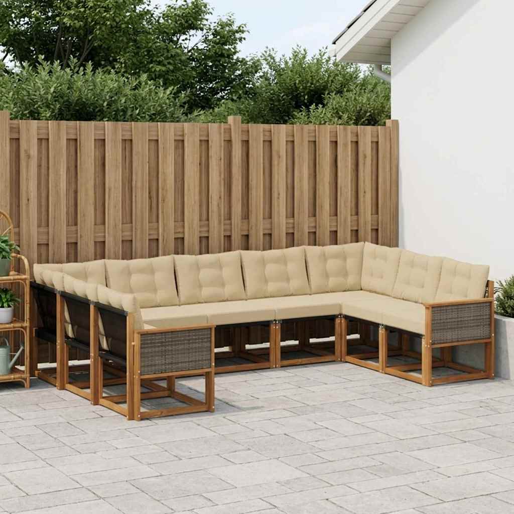 Outdoor-Sofagarnitur 9 stk. Natur und Beige