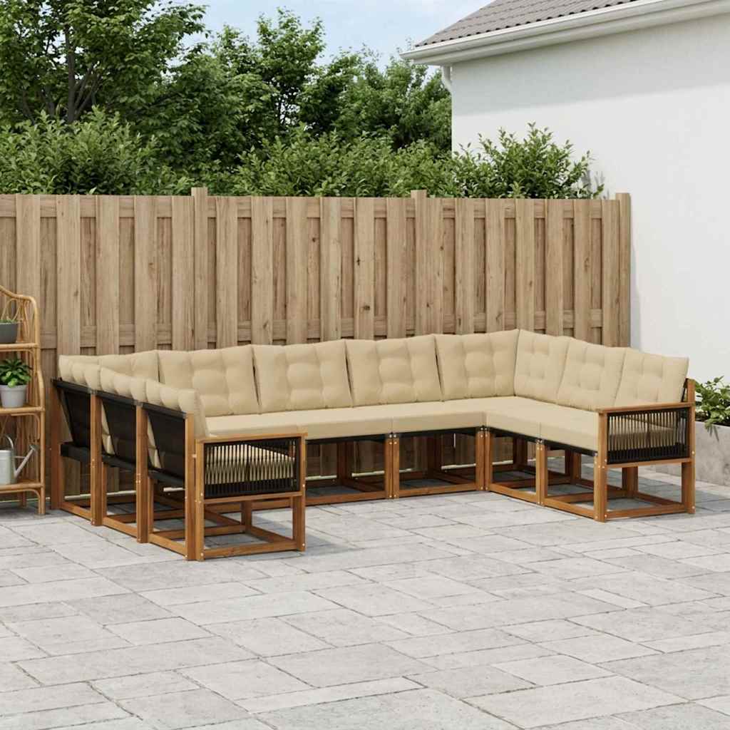 Outdoor-Sofagarnitur 9 stk. Natur und Beige