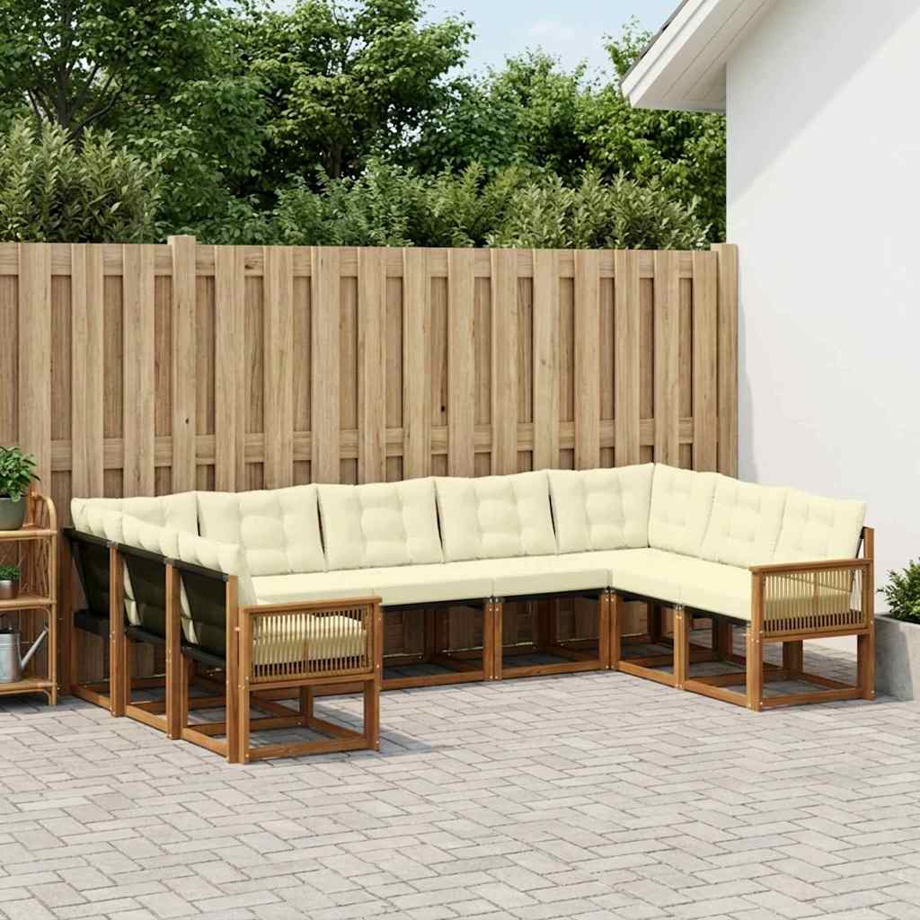Outdoor-Sofagarnitur 9 stk. Natur und Creme