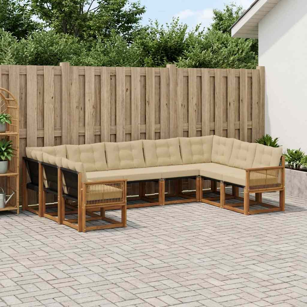 Outdoor-Sofagarnitur 9 stk. Natur und Beige