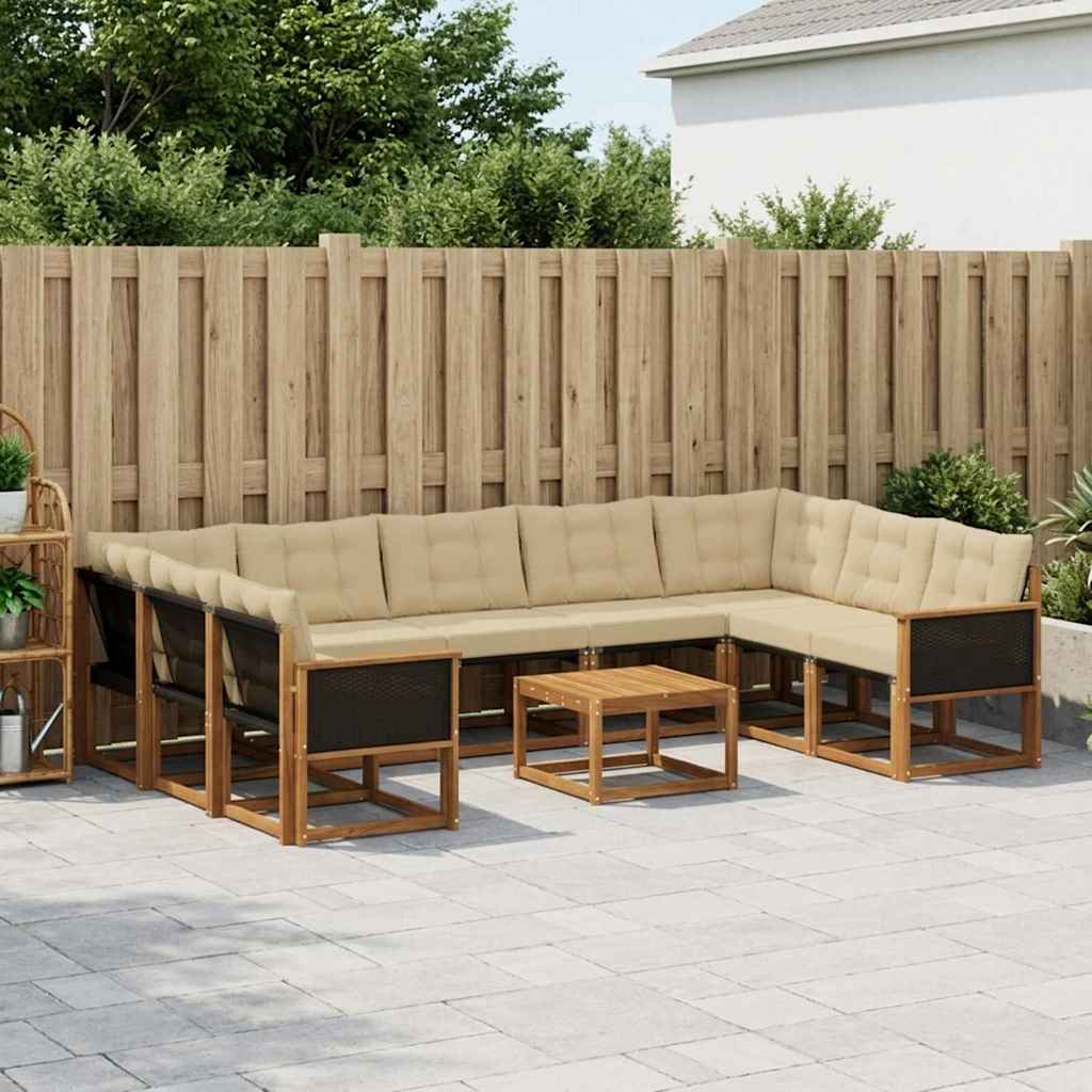 Outdoor-Sofagarnitur 10 stk. Natur und Beige