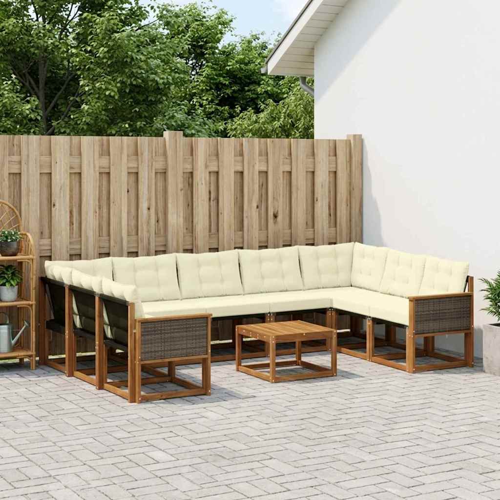 Outdoor-Sofagarnitur 10 stk. Natur und Creme