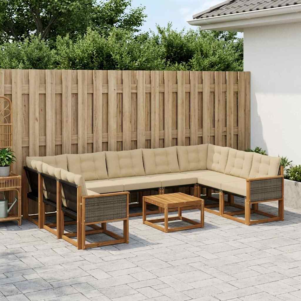 Outdoor-Sofagarnitur 10 stk. Natur und Beige