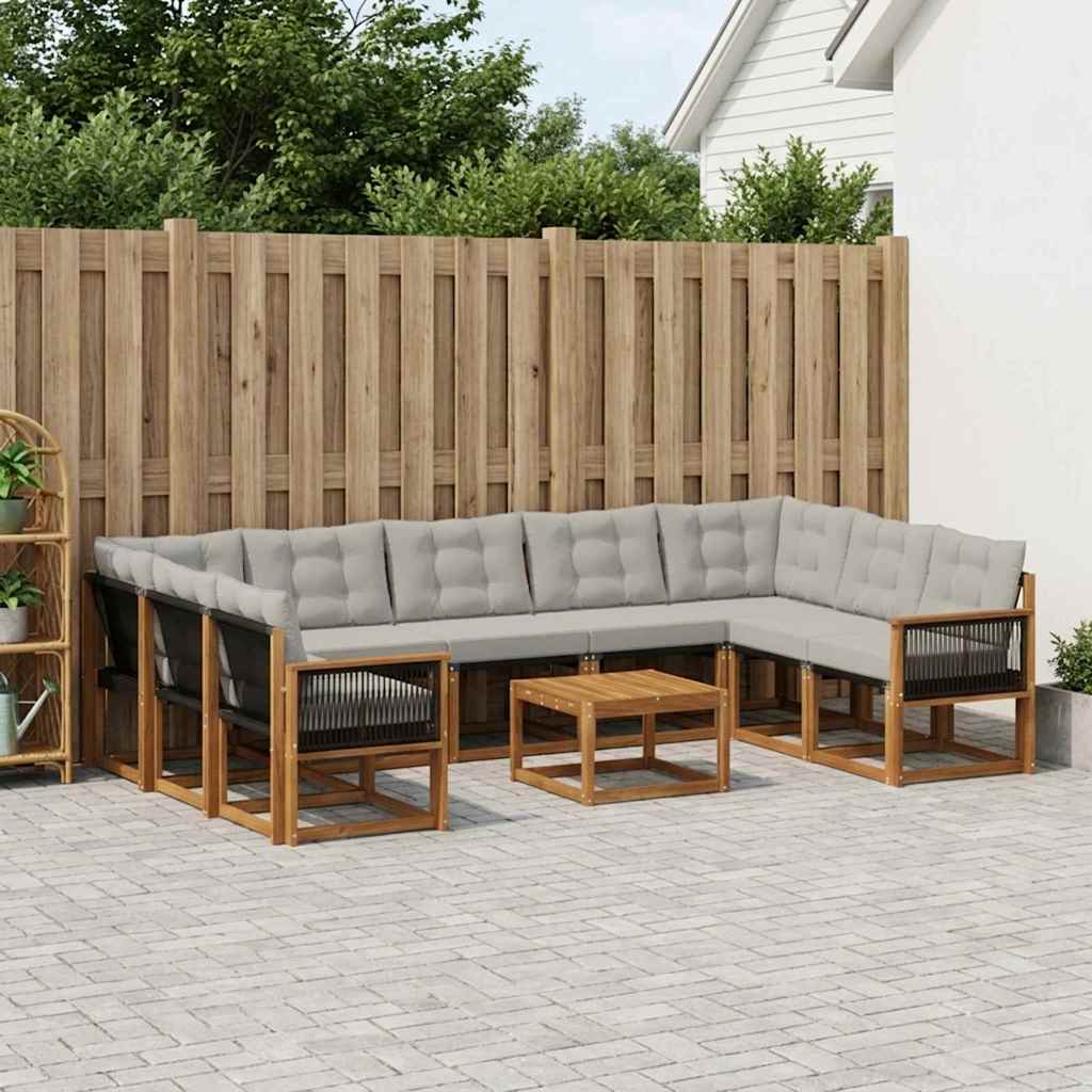 Outdoor-Sofagarnitur 10 stk. Natur und Hellgrau