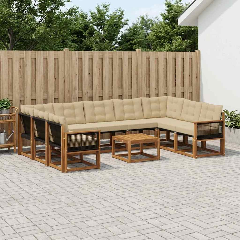 Outdoor-Sofagarnitur 10 stk. Natur und Beige