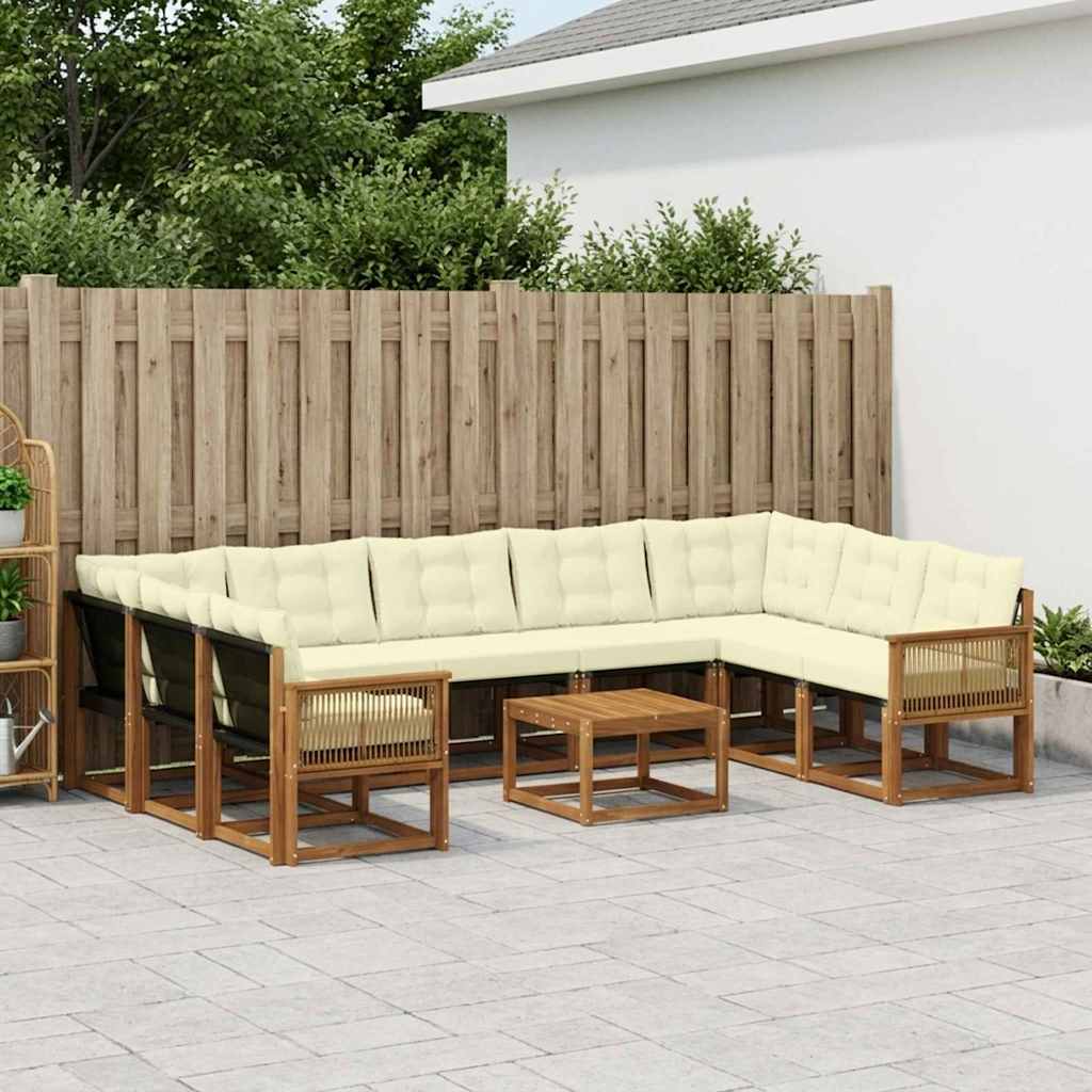 Outdoor-Sofagarnitur 10 stk. Natur und Creme