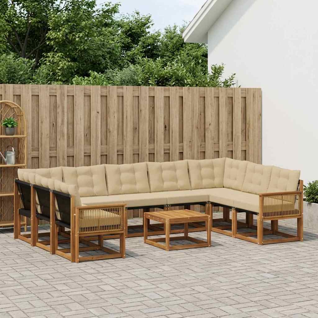Outdoor-Sofagarnitur 10 stk. Natur und Beige