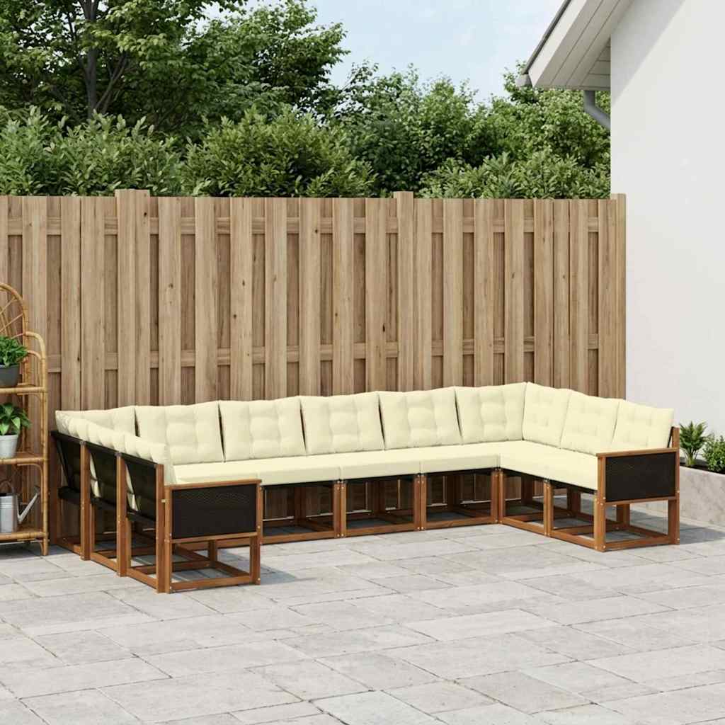 Outdoor-Sofagarnitur 10 stk. Natur und Creme