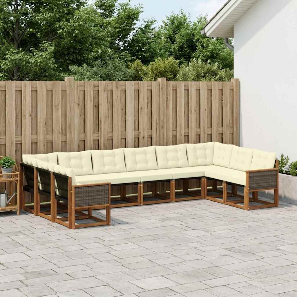 Outdoor-Sofagarnitur 10 stk. Natur und Creme