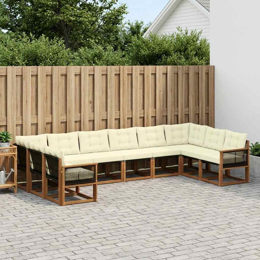 Outdoor-Sofagarnitur 10 stk. Natur und Creme