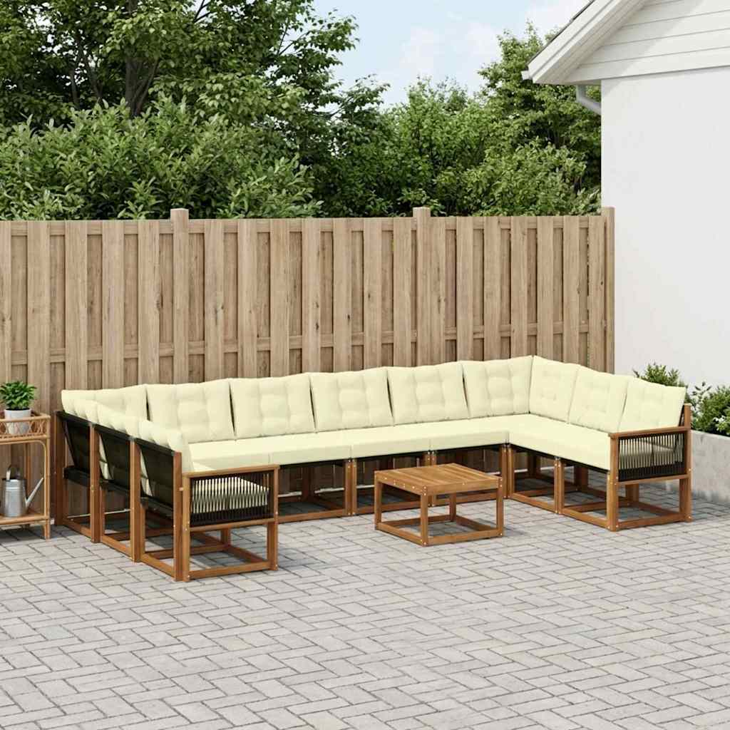 Outdoor-Sofagarnitur 11 stk. Natur und Creme