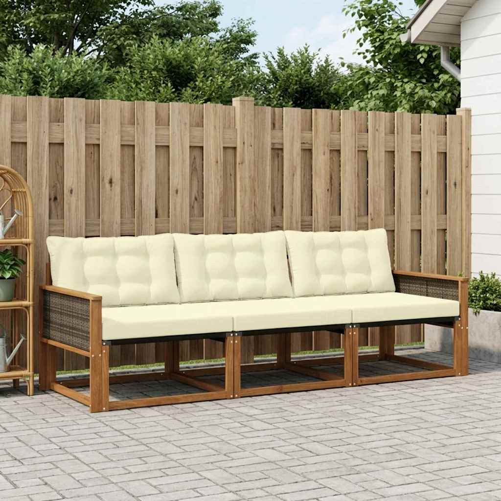 Outdoor-Sofagarnitur 3 stk. Natur und Creme