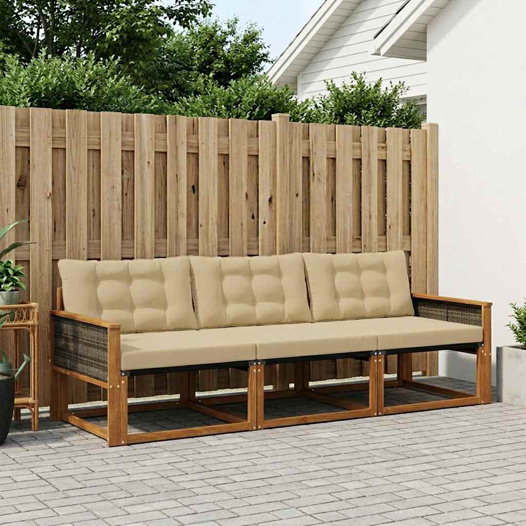 Outdoor-Sofagarnitur 3 stk. Natur und Beige