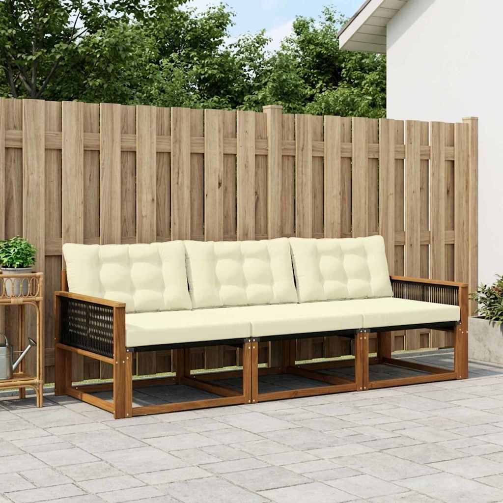 Outdoor-Sofagarnitur 3 stk. Natur und Creme