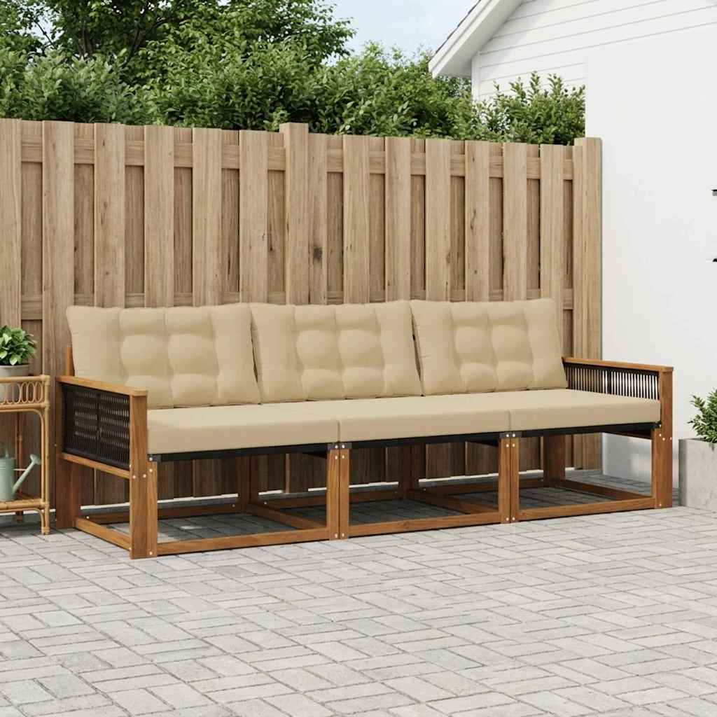 Outdoor-Sofagarnitur 3 stk. Natur und Beige