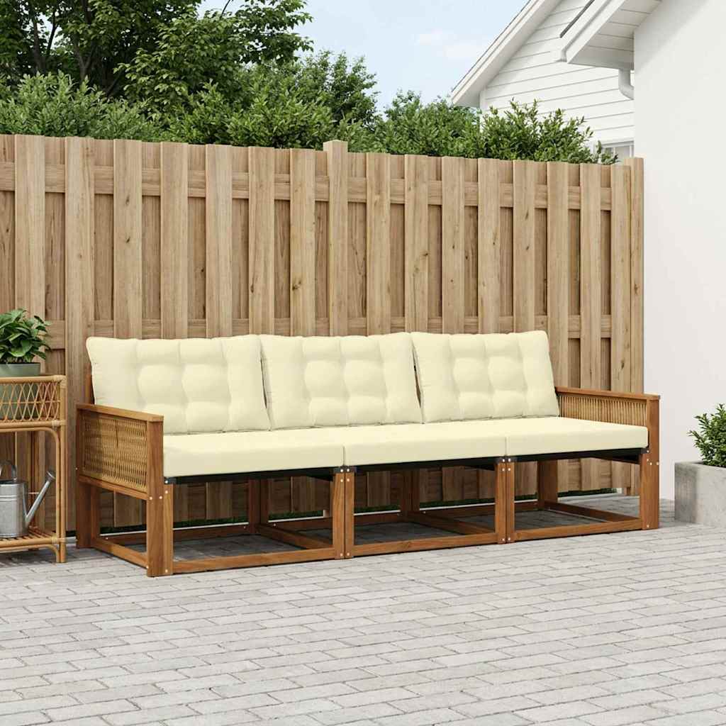 Outdoor-Sofagarnitur 3 stk. Natur und Creme