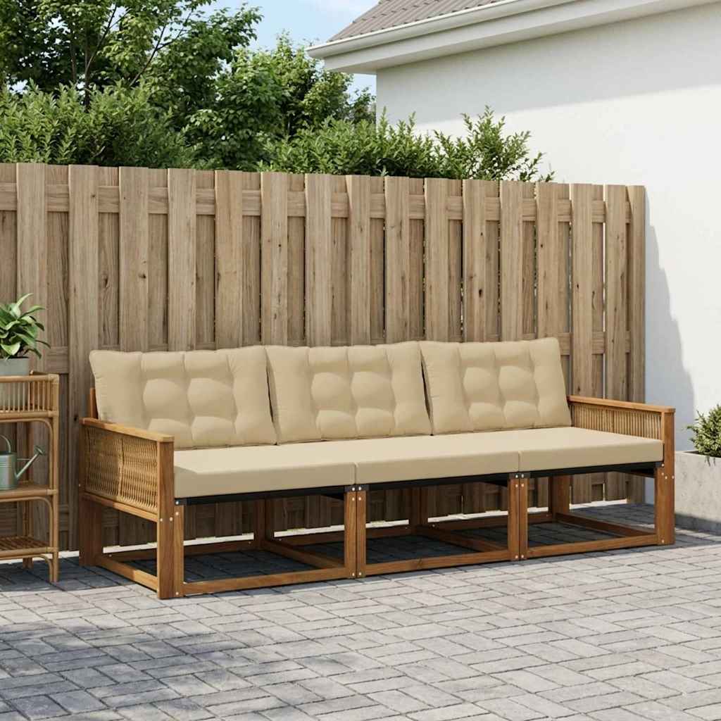 Outdoor-Sofagarnitur 3 stk. Natur und Beige