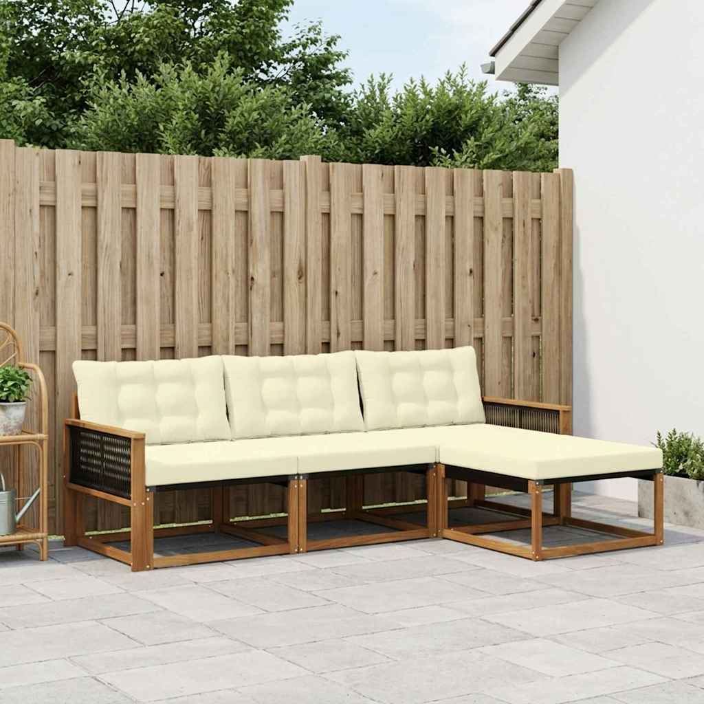 Outdoor-Sofagarnitur 4 stk. Natur und Creme