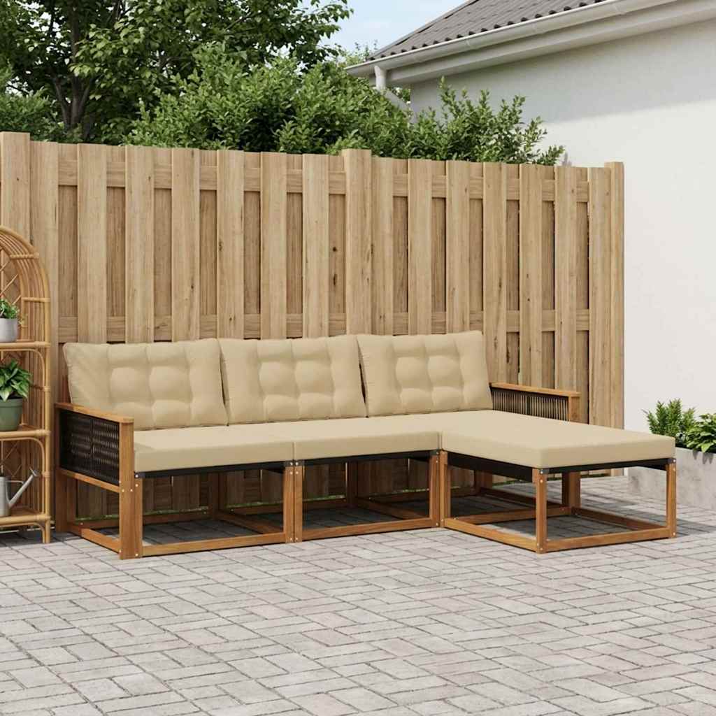 Outdoor-Sofagarnitur 4 stk. Natur und Beige
