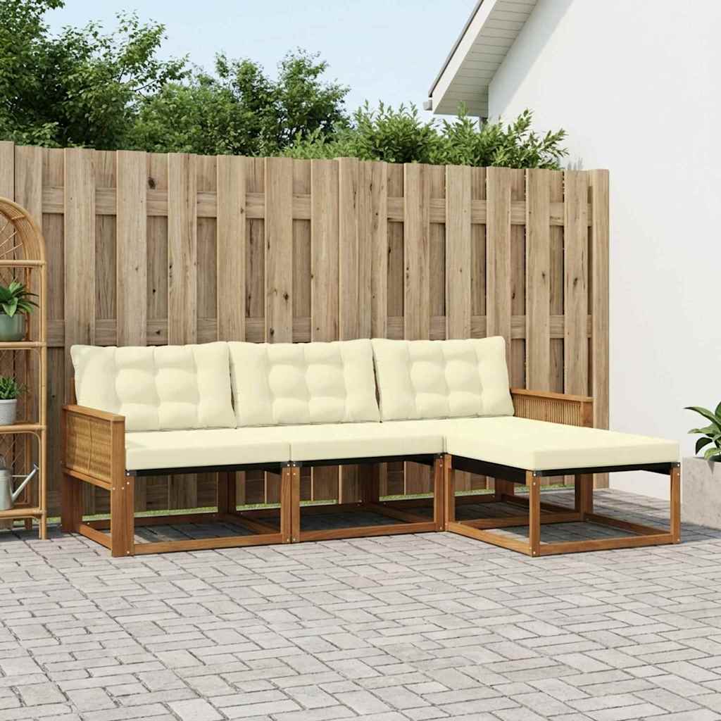 Outdoor-Sofagarnitur 4 stk. Natur und Creme