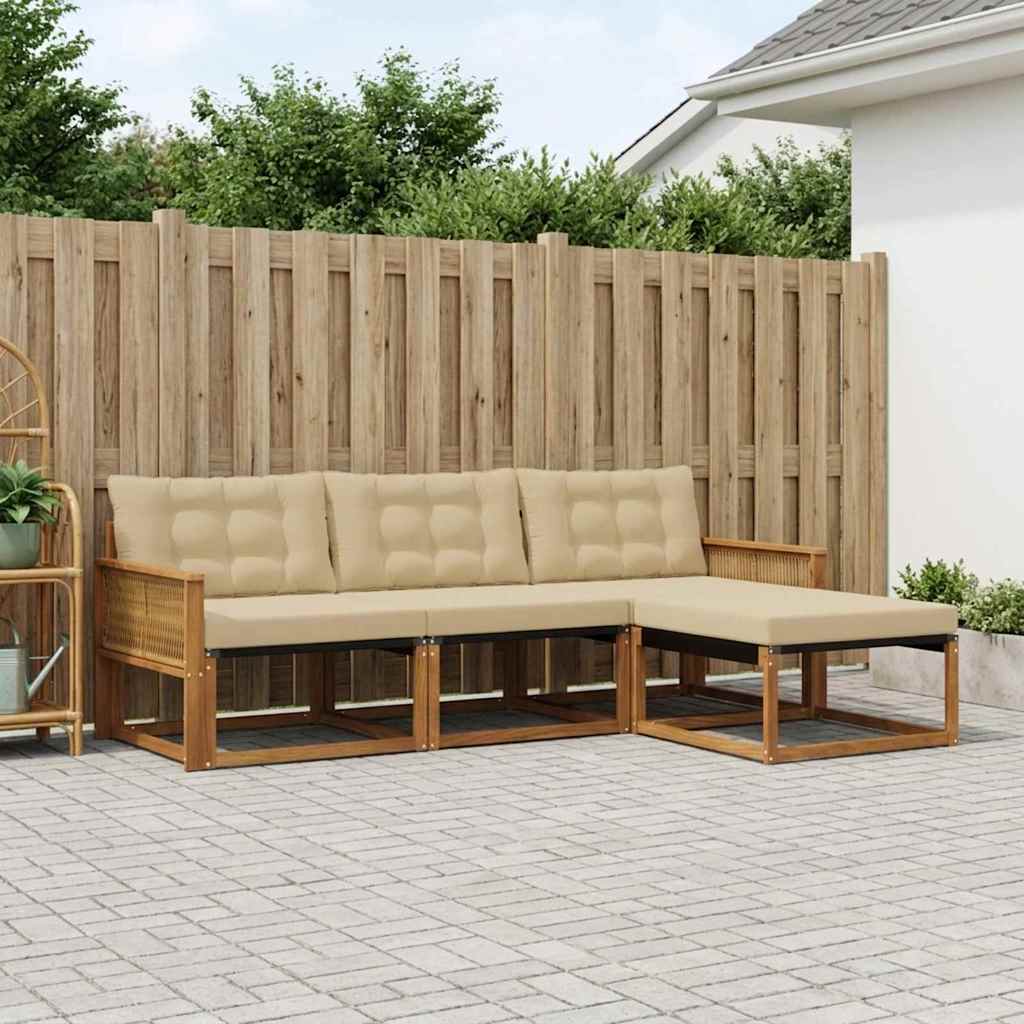 Outdoor-Sofagarnitur 4 stk. Natur und Beige