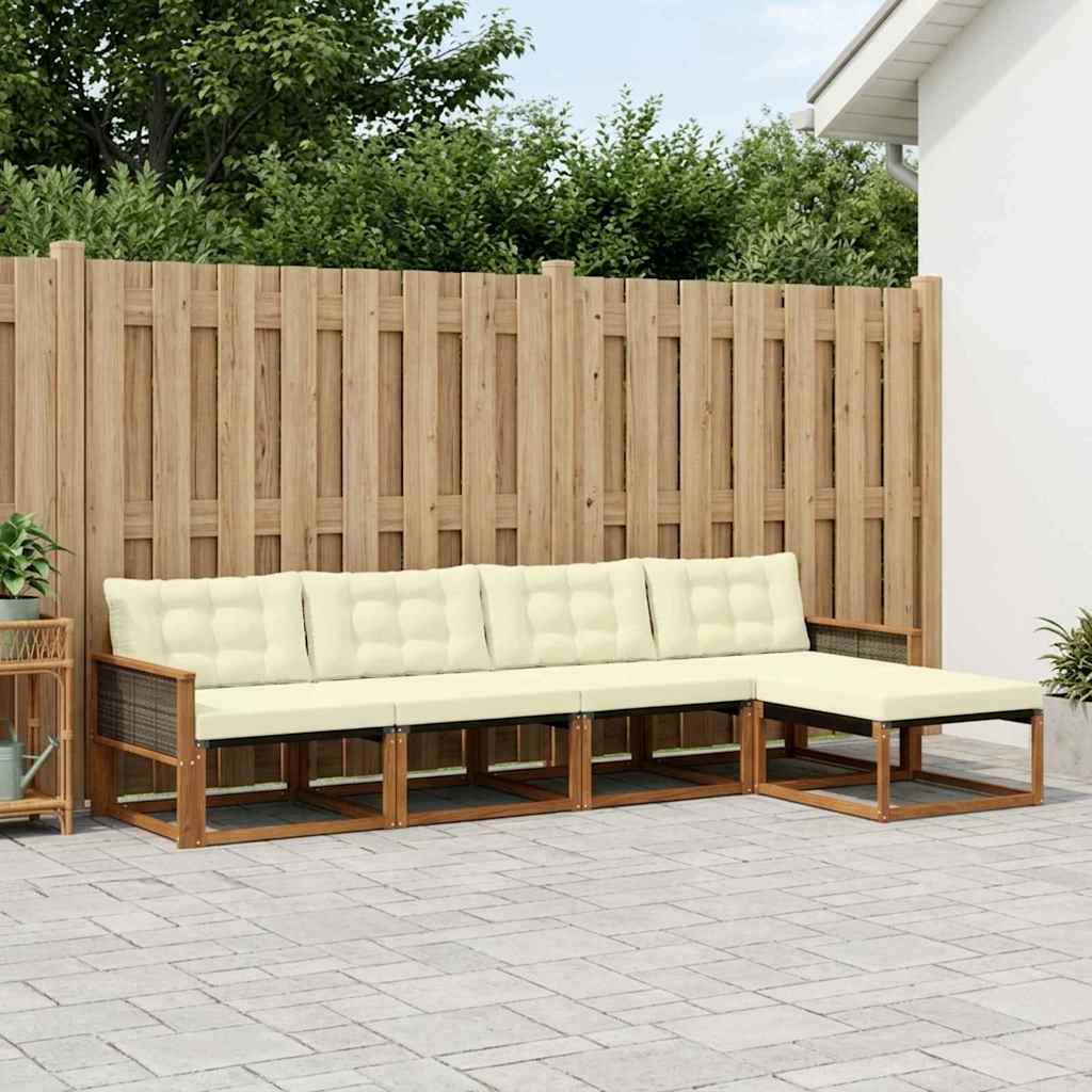 Outdoor-Sofagarnitur 5 stk. Natur und Creme