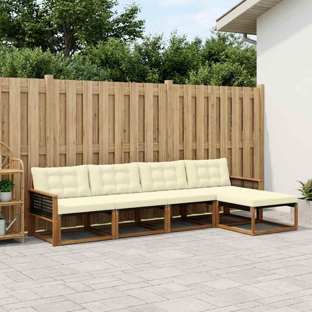 Outdoor-Sofagarnitur 5 stk. Natur und Creme