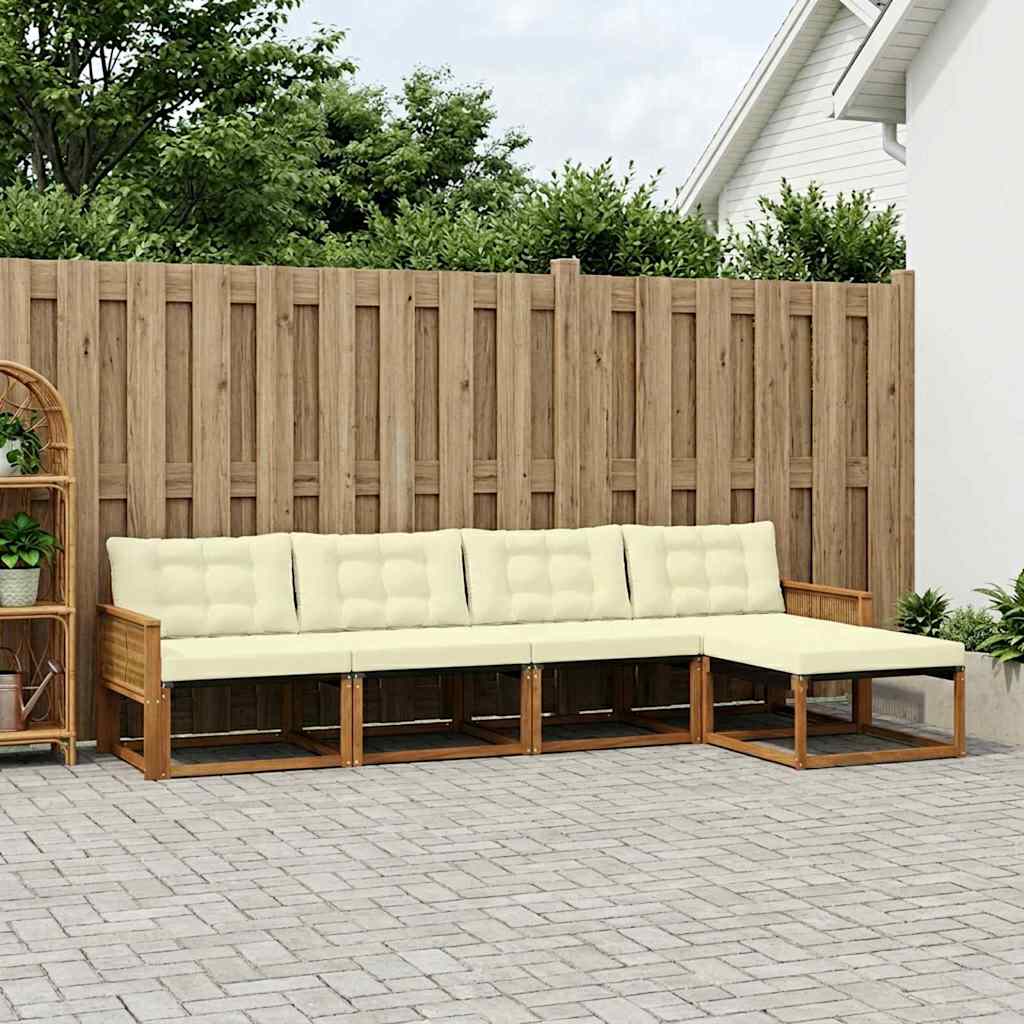 Outdoor-Sofagarnitur 5 stk. Natur und Creme