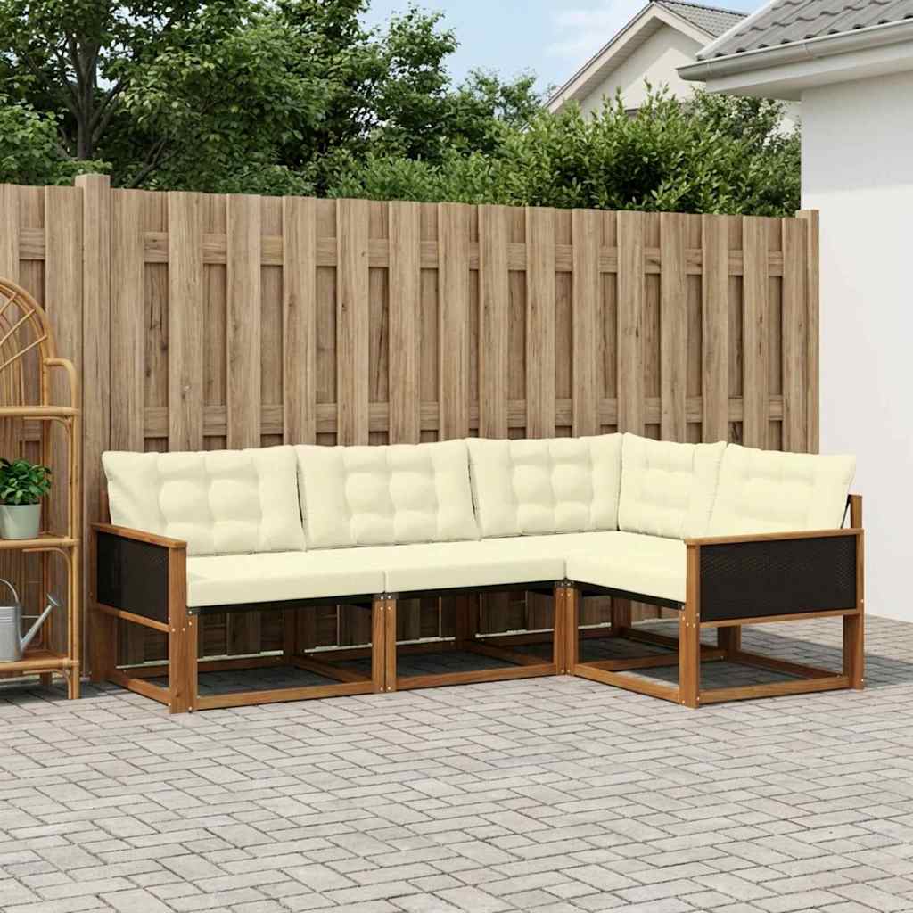 Outdoor-Sofagarnitur 4 stk. Natur und Creme