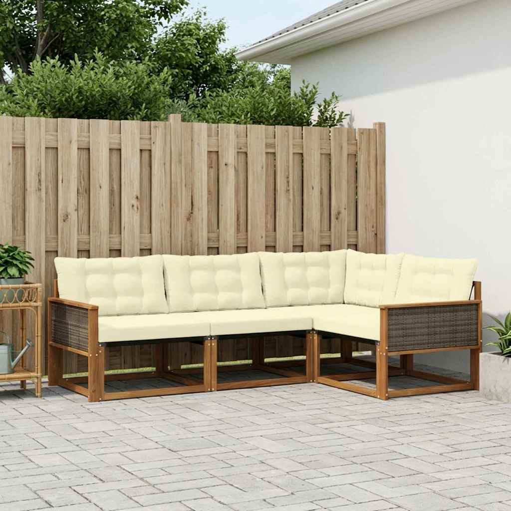 Outdoor-Sofagarnitur 4 stk. Natur und Creme