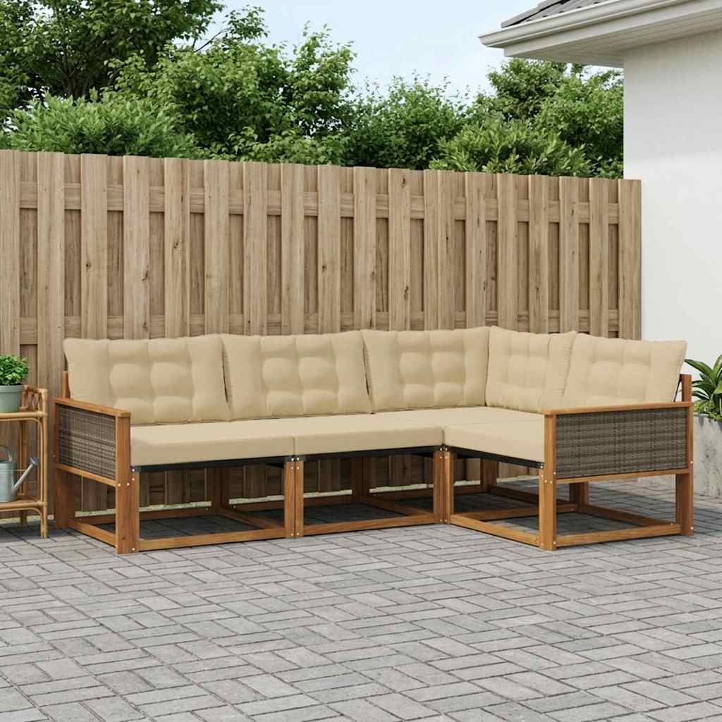 Outdoor-Sofagarnitur 4 stk. Natur und Beige