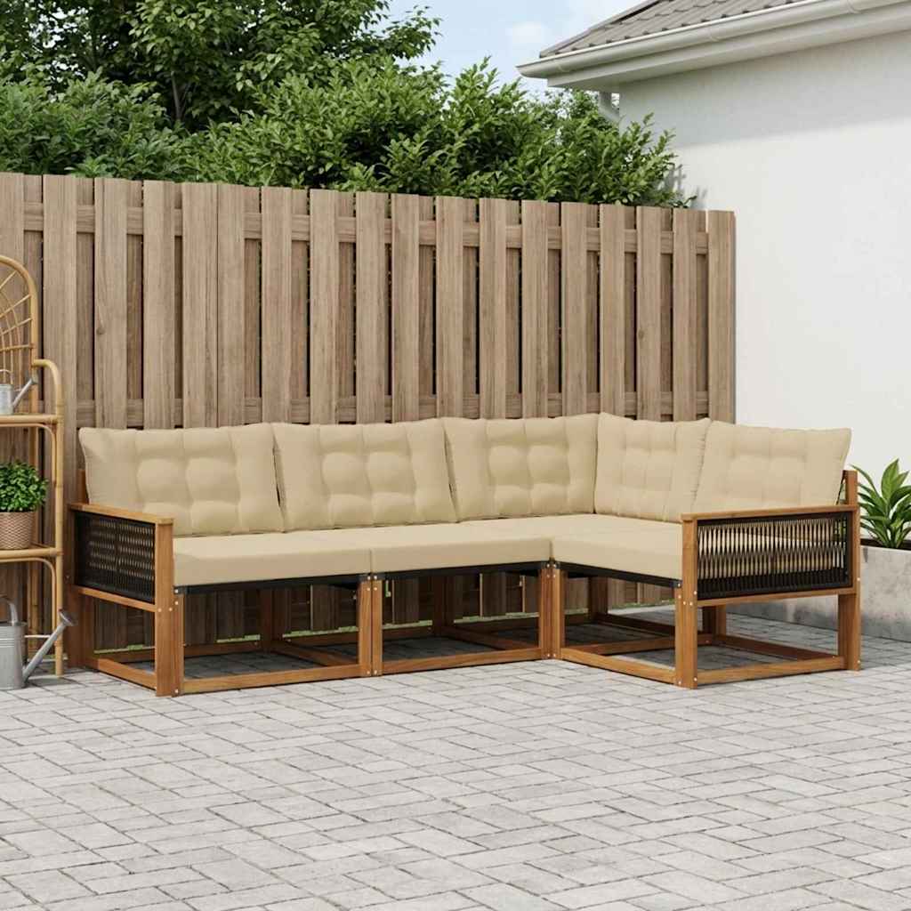 Outdoor-Sofagarnitur 4 stk. Natur und Beige